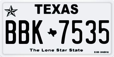 TX license plate BBK7535