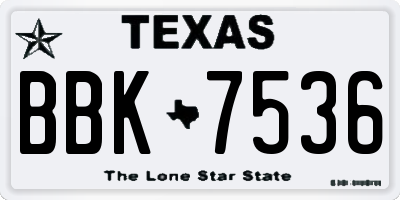 TX license plate BBK7536
