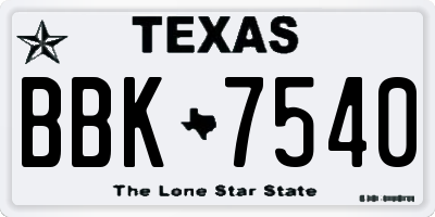 TX license plate BBK7540