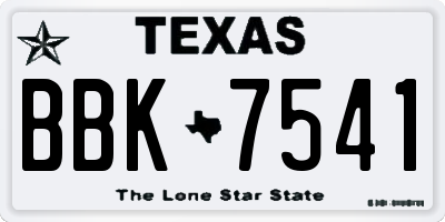 TX license plate BBK7541