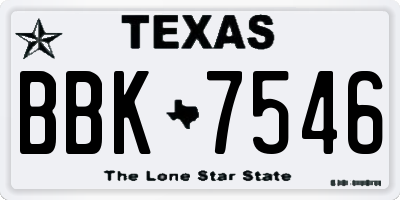 TX license plate BBK7546