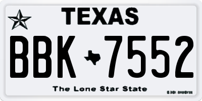 TX license plate BBK7552