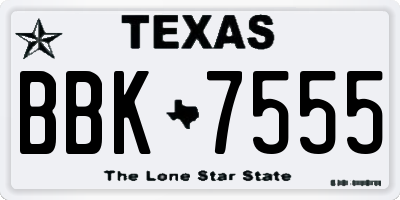 TX license plate BBK7555