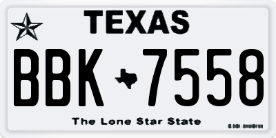 TX license plate BBK7558