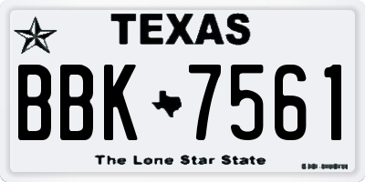 TX license plate BBK7561