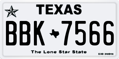 TX license plate BBK7566
