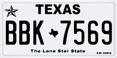 TX license plate BBK7569
