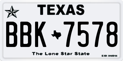 TX license plate BBK7578