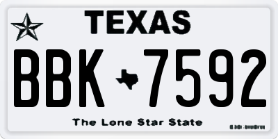 TX license plate BBK7592