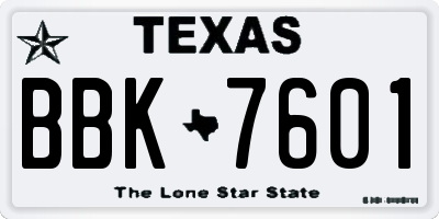 TX license plate BBK7601
