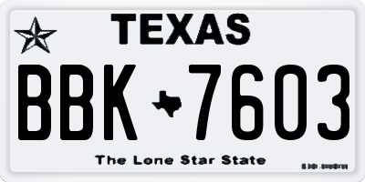 TX license plate BBK7603