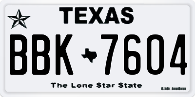 TX license plate BBK7604