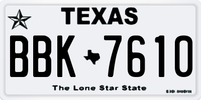 TX license plate BBK7610