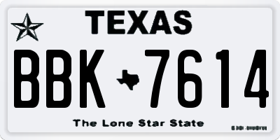 TX license plate BBK7614