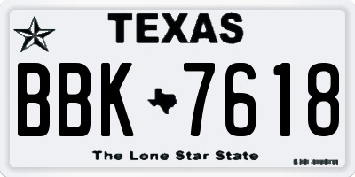 TX license plate BBK7618