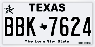 TX license plate BBK7624