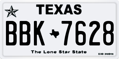 TX license plate BBK7628