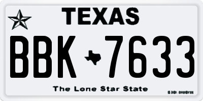 TX license plate BBK7633