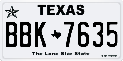 TX license plate BBK7635