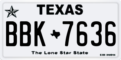 TX license plate BBK7636