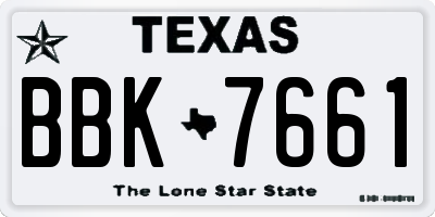 TX license plate BBK7661