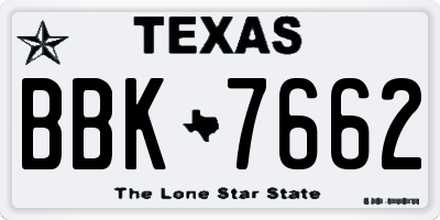 TX license plate BBK7662