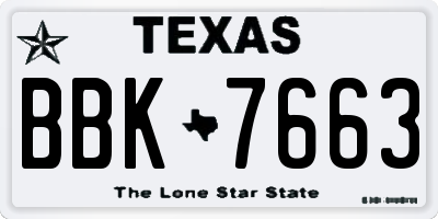 TX license plate BBK7663