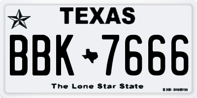 TX license plate BBK7666