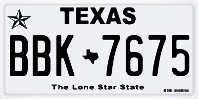 TX license plate BBK7675