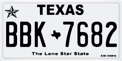 TX license plate BBK7682