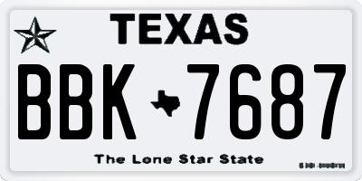 TX license plate BBK7687