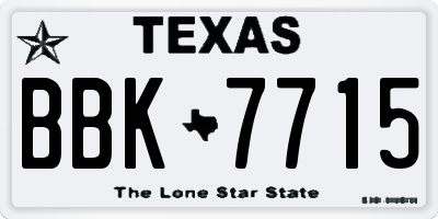 TX license plate BBK7715