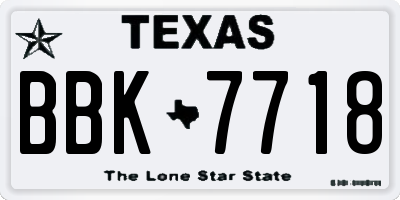 TX license plate BBK7718