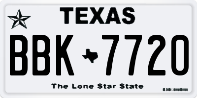TX license plate BBK7720