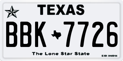 TX license plate BBK7726