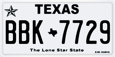 TX license plate BBK7729