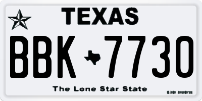 TX license plate BBK7730