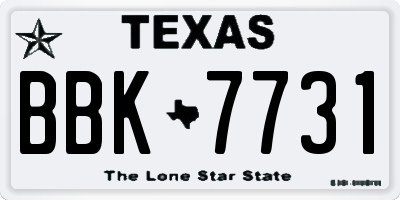 TX license plate BBK7731