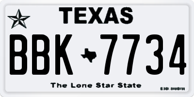 TX license plate BBK7734
