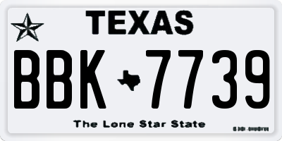 TX license plate BBK7739