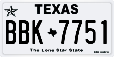 TX license plate BBK7751