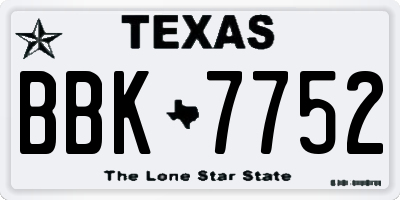 TX license plate BBK7752