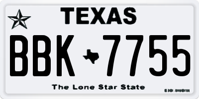 TX license plate BBK7755
