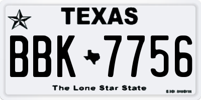 TX license plate BBK7756