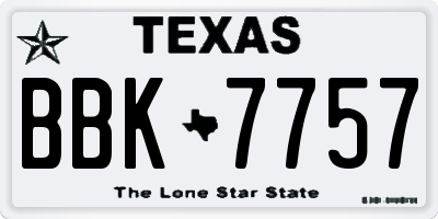 TX license plate BBK7757