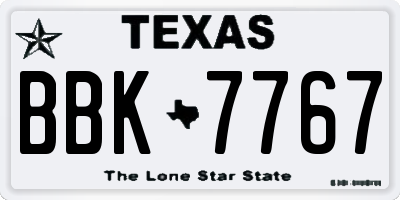 TX license plate BBK7767