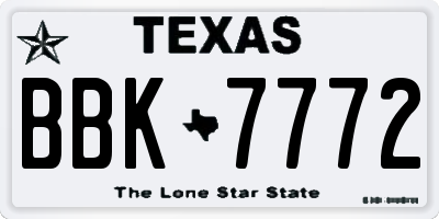 TX license plate BBK7772