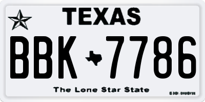 TX license plate BBK7786