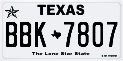 TX license plate BBK7807