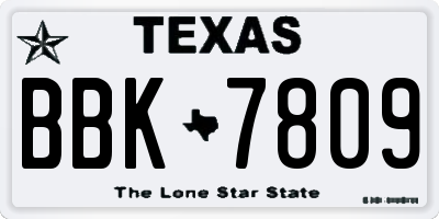TX license plate BBK7809